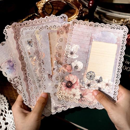 30 Sheets Lace Edged Vintage Scrapbook Paper, Assorted Set - 3 Pack Background Decorative Paper Ephemera for Junk Journaling Supplies, Scrapbooking, Collage, Stationery Letter Writing - Image 6