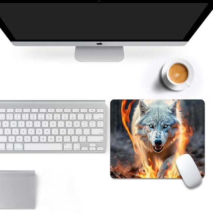 Luminous Wolf Texture Mouse pad, Square Waterproof and Anti Slip Mouse pad for Office laptops