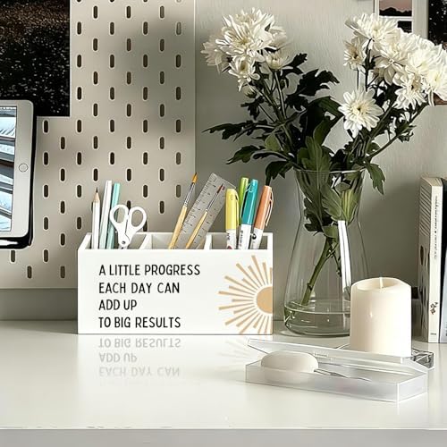Boho Mental Health Inspirational Pen Holder, Motivational Pencil Holder for Desk, Boho Sunshine Inspirational Wooden Box Sign Decorations for Therapy Counselor Office Classroom Desk Tabletop - Image 2