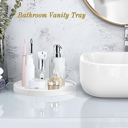 Luxspire 10.63" Resin Marble Round Bathroom Vanity Tray, Marble White - Image 3