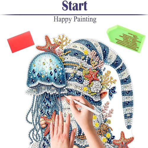 Diamond Painting Kits for Adults Beginners, 5D Full Drill Dwarf Ocean Crystal Art Desktop Ornament, DIY Single Sided Home Office Desk Decor, Creative Craft Gift Set with Tools - Image 6