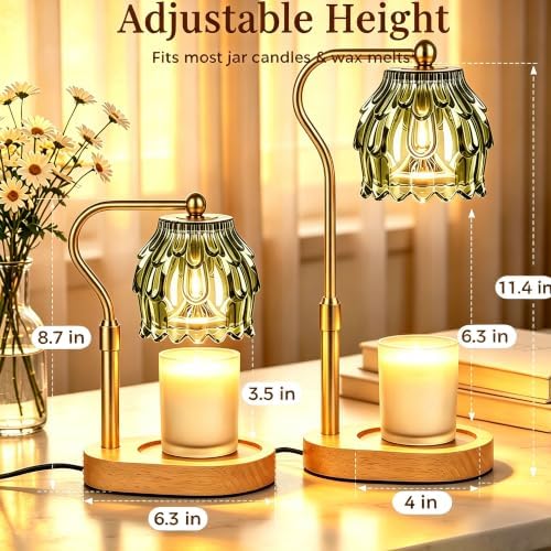 Height Adjustable Candle Warmer Lamp with Timer & Dimmable Home Decor - Image 3