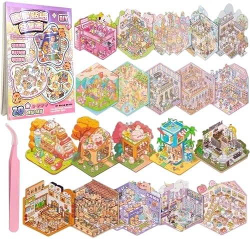 Soft 3D Landscape Sticker Set, Pink Tweezers by KernoKost