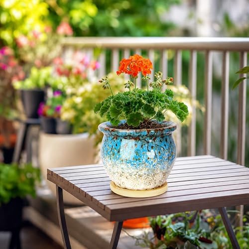 Plant Pots, 4.5 Inch Plant Pots for Indoor, Small Ceramic Planter with Tray - Image 6