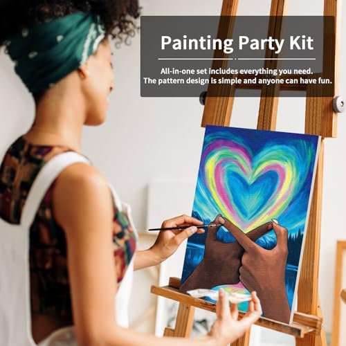 VOCHIC Canvas Painting Kit Pre Drawn Canvas for Painting for Adults Couples Date Night Party Kit Paint and Sip Party Supplies Infinity Love Paint Art Set 8x10 inch Valentine - Image 3