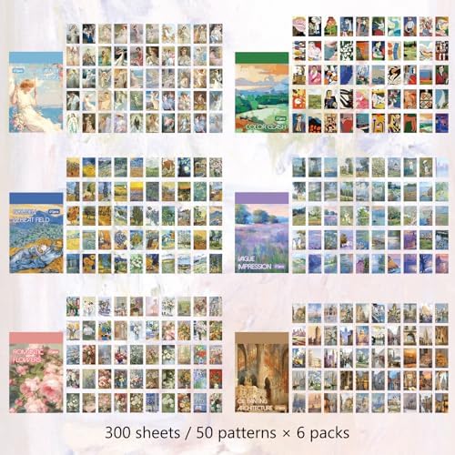 Bomichi Washi Stickers, 6 Sets 300 Pcs Aesthetic Sticker Book for DIY Journaling, Journaling Supplies for Bullet Journal Art Diary Card Craft Gifts Planner Notebook - Image 4