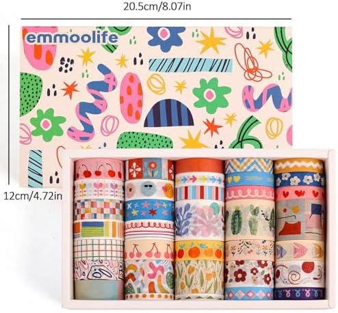 emmoolife 35 Rolls Washi Tape Set, Colorful Cute Floral Writable Decorative Tapes for Scrapbooking and Journaling, Junk Journal Supplies, Bullet Journaling for Women Girl 5-30mm Wide 9.84ft Long/Roll - Image 4
