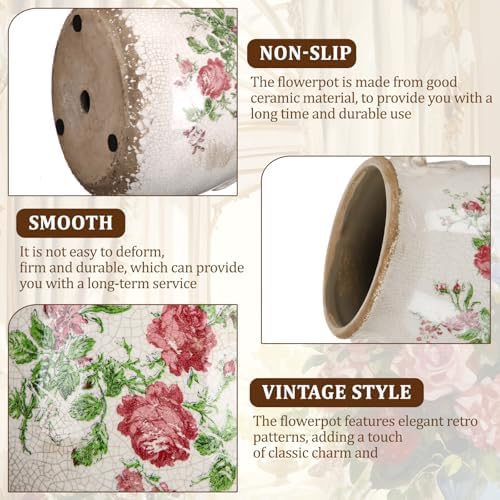 Ceramic Scroll Planter 6.5 Inch, Pink Green - Image 3