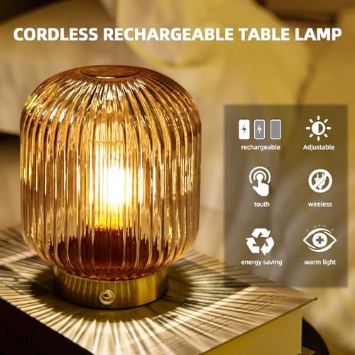 MJ PREMIER Rechargeable Table Lamp,Cordless Lamp with Memory Function,Amber - Image 2