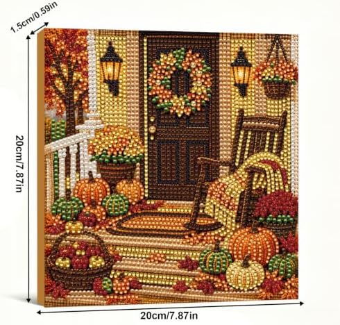 DIY Pearl Painting Kit for Adults, Autumn Porch Fall Art with Wood Frame, 20x20cm Self-Adhesive Pearl Diamond Craft, Autumn Wall Decor Gift for Women, Beginners Relaxing Hobby Kit - Image 4