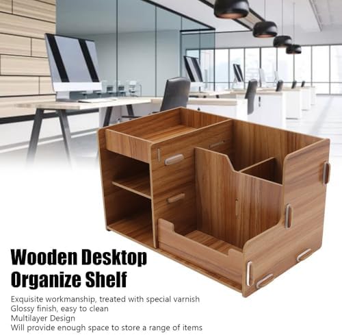 Wooden Desktop Organizer Shelf 9.5x5.5x5.1 Inch – Multi-Layer Tabletop Storage Box for Home Office, Study, Space Saving Design - Image 3