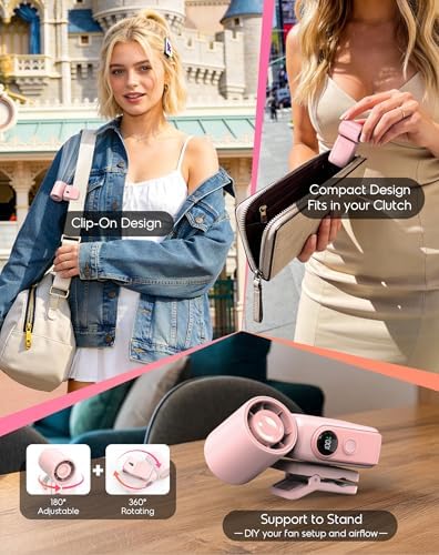 Portable Clip-On Mini Fan, Personal Handheld Fan for Stroller w/ LED Screen - Image 6