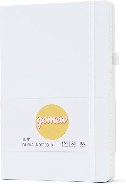 Lined Dotted Journal Notebook A5 (6x8), Dot Grid Hardcover PU Leather Writing Journal with Japanese Paper, 160 Pages, Gift for Women and Men, Work & Note Taking