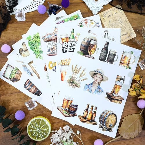 Snycler Sticker Book - 20 Sheets Vintage PET Stickers for Scrapbooking, Junk Journaling, Ephemera, and Decorative Crafts-Bubbly Feast - Image 4