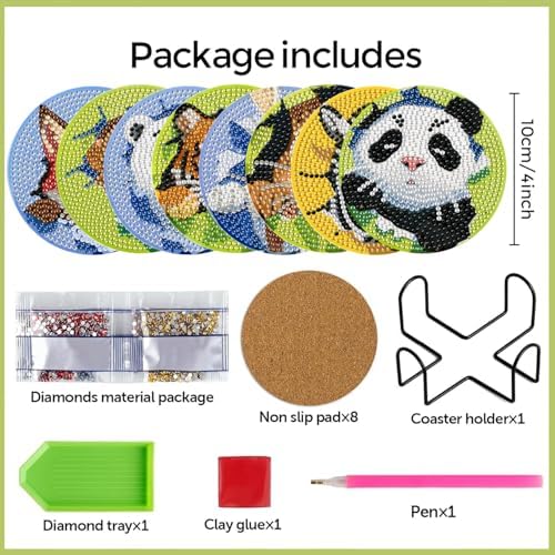 Leatrice 8 PCS Diamond Art Coasters Set Diamond Painting Kits for Adults - Image 2