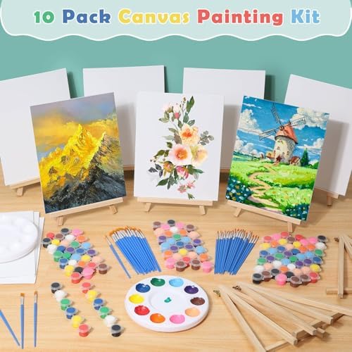 Evatage 10 Pack Sip and Paint Kit for Adults, 8x10 Inch Canvas Painting Kit - Image 2