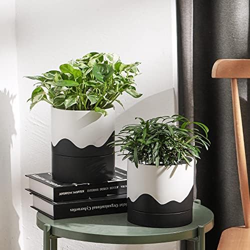 Nihow Ceramic Plant Pot,6 Inch Planter with Drainage Hole&Saucer for Indoor - Image 4