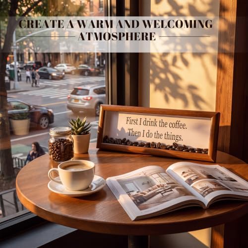 Novabright Wooden Coffee Bar Sign with Artificial Beans Decor, Farmhouse - Image 2