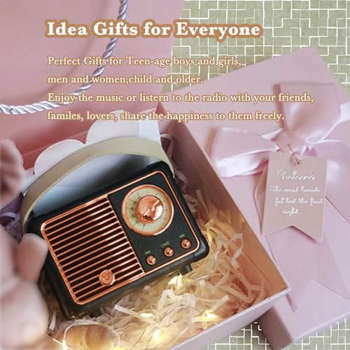 Retro Bluetooth Speaker, Wireless Mini Portable Speakers Support USB/TF Card/AUX, Vintage Radio Bluetooth Speaker for Kitchen Desk Bedroom Office Outdoor, Retro Gifts for Women Men, Black - Image 6