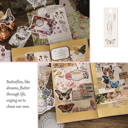 Vintage Aesthetic Scrapbook Supplies Kit, 180 pcs of Scrapbook Paper, Washi Stickers and Small Cards for Scrapbooking DIY Albums Junk Journals Bullet Journals Collages, Retro Aesthetic Decor (Nature) - Image 5