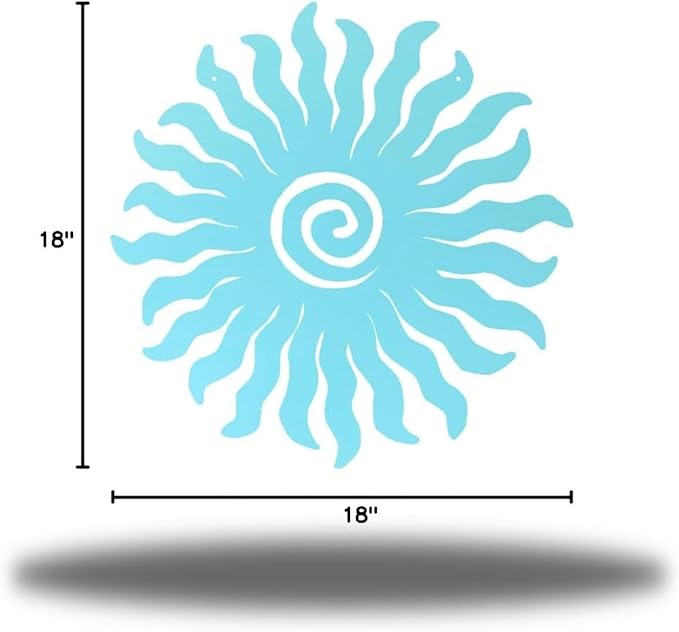 Riverside Designs Sunburst Metal Wall Art Steel Outdoor Decor - Heavy-Duty and Waterproof - Made in USA (18", Sea Foam)