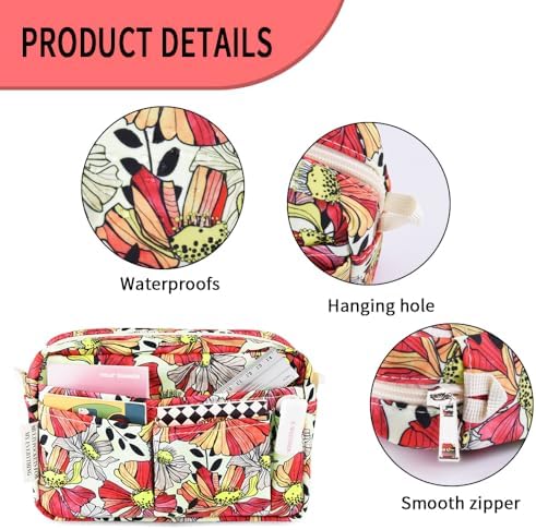 Multiple Pockets Portfolio Organizer with Zipper,Makeup Bag Pencil Pouch - Image 5