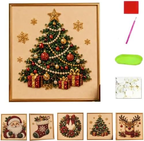 Oanruyan Christmas Pearl Diamond Painting Art Kit with Frame, DIY Pearl Beads Art Craft Kit for Adults Beginner, Gemstone Diamond Dots Beads for Home Decor Wall Art, Party Gift (Christmas Tree) by Oanruyan