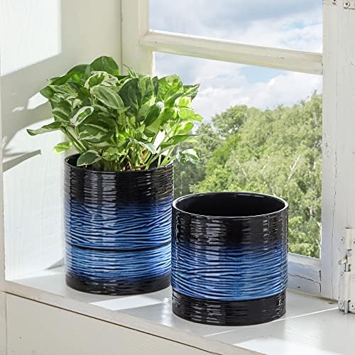 Nihow Ceramic Plant Pot,6 Inch Planter with Drainage Hole&Saucer for Indoor - Image 6