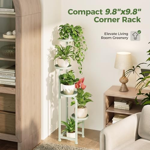 Bamworld Corner Plant Stand Indoor Outdoor Tall Metal Flower Pot Stands - Image 4