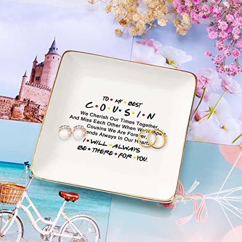 NZY Birthday Graduation Wedding Thanksgiving Christmas Gift for Cousin-Jewelry Trays Trinket Holder Ring Dish-to My Best Cousin I Will Always Be There for You - Image 2