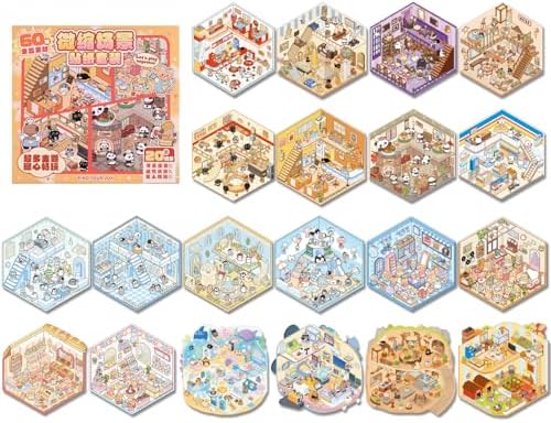 Girls 3D Miniature Scene Stickers, 20 Sets DIY House Stickers, DIY Sticker Scene, Cute 3D Cartoon Sticker Scenes for Adult Kids Relief Stress Pass The Time by VYRANA