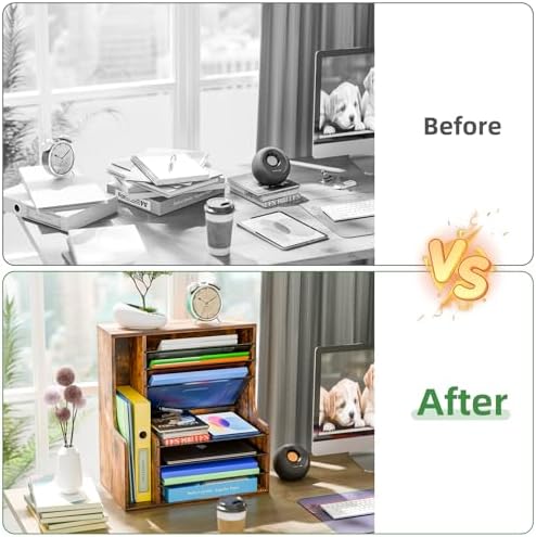 Simple Trending 7- Tier Desk File Organizer, Paper Organizer, Rustic Brown - Image 6