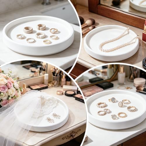 Beebeecraft Round Ceramic Jewelry Tray White About 4.8 Inch - Image 5