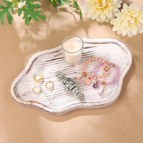 Small Decorative Tray Wood Decorative Serving Tray for Candles Perfume, Cloud Wooden Jewelry Tray Trinket Dish, Wooden Trays for Coffee Table Home Decor - Image 2