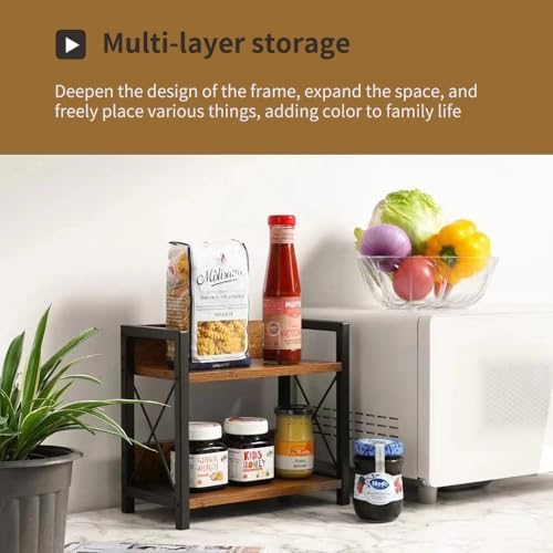 Office Desk Shelf Organizer, Wood Desktop Bookshelf Supplies Storage Rack, Shelf for Top of Desk and Dresser and Cubicle Decor Aesthetic Bookshelf (Brown, Small 12.9" Lx6.3 Wx10.2 H) - Image 4