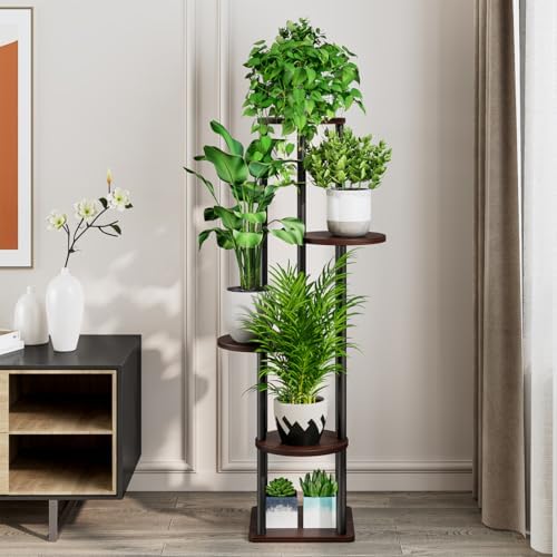 AZERPIAN Plant Stand Indoor Tall Corner Tiered Shelf 5 Tier Metal MDF Board - Image 2
