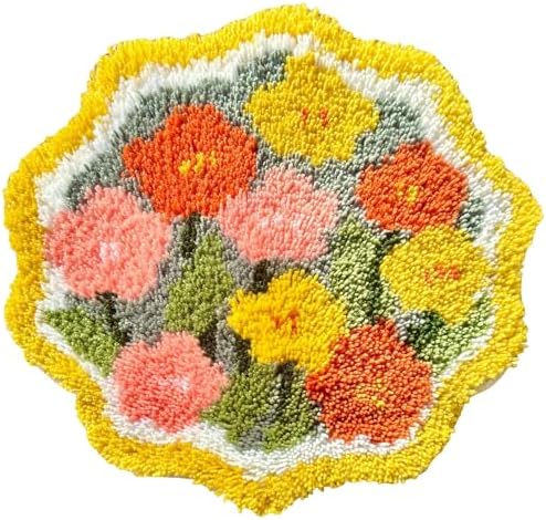 MeoobkCraft Luminous Bloom for Latch Hook Kits for Adults Beginners Sunflower Pre-Printed Latch Hook Rug Kits Embroidery Cross-Stitch for Home Home Decoration 19.7 x 19.7in by MeoobkCraft