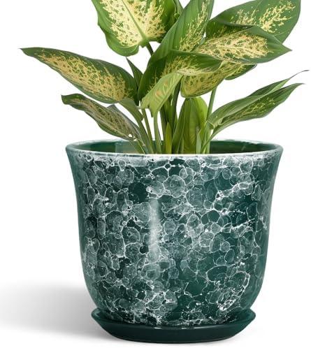 Ceramic Pots for Plants, 5.6 Inch Planter Indoor, Green by SUNPOTFOR