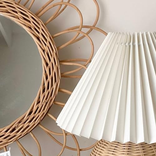 Fafeicy Small Table Lamp Vintage Pleated Aesthetic Rattan Mini Lamp for Bedroom Living Room Side Table - Image 6