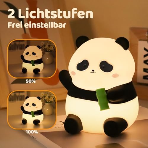 Rytinazzz Silicone Night Light for Kids, 50H Long Battery Panda Lamp, Gift for Kids, Soft Dimmable Bedside Light, Rechargeable Tap Control - Image 2