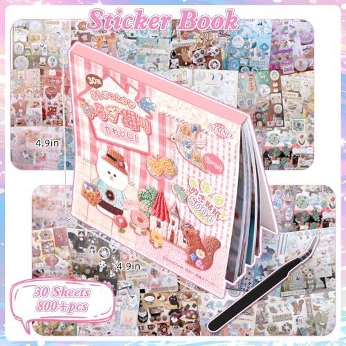 800Pcs Japanese Sticker Book for Journaling Adult, Cute Scrapbook Stickers - Image 3