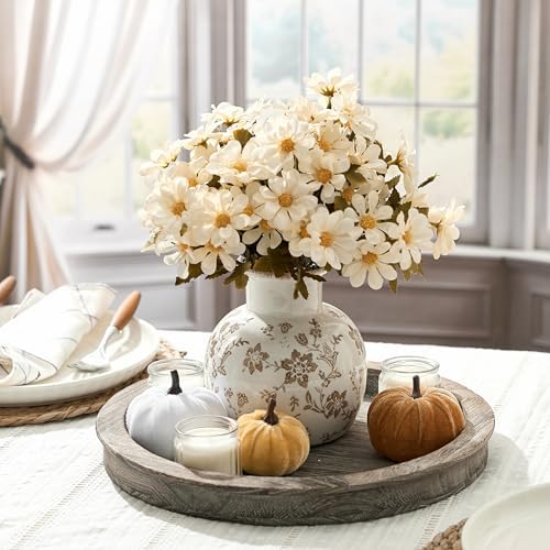 SIDUCAL Ceramic Vintage Vase, 5.91 Inch Retro Ice Cracked Chinoiserie Floral Vase, Rustic Farmhouse Vases for Home Decor, Bookshelf, Garden, Chinoiserie Decor, Tuscan Decor, Brown Floral Pattern - Image 3