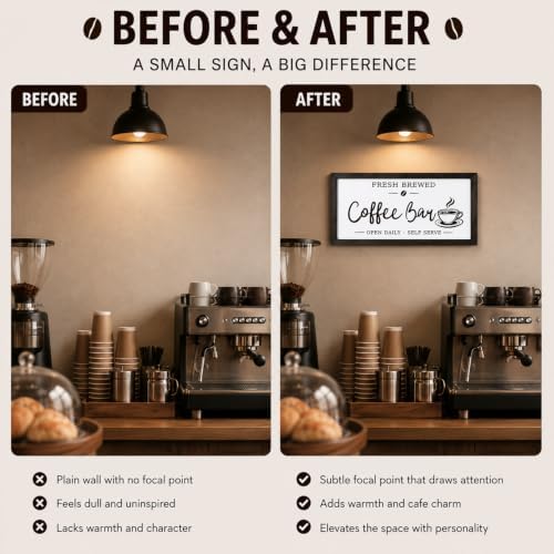 Minimalist Coffee Bar Wooden Sign, Modern Coffees Station Decor for Kitchen Counter, Small Coffee Bar Plaque for Home, Shelf and Countertop Decoration -A01 - Image 3