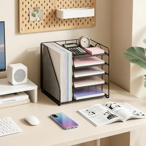 OPNICE Desk Organizer, 5-Tier Paper Organizer Letter Tray, Black - Image 4