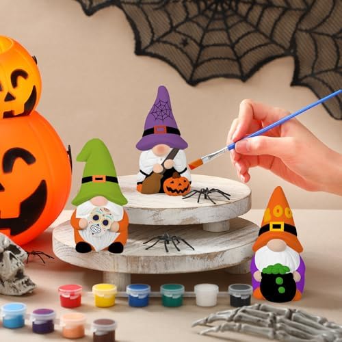 Youyole 3 Pack Gnome Figurines, Halloween DIY Ceramic to Paint Craft Kit - Image 4