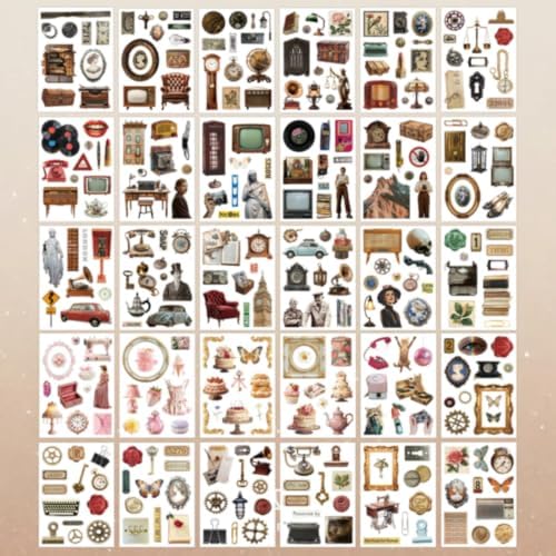 PRSTINCOL Vintage Sticker Book with 30 Pages and 300+ Aesthetic Stickers for Scrapbooking Supplies and Retro Bullet Journal - Image 2