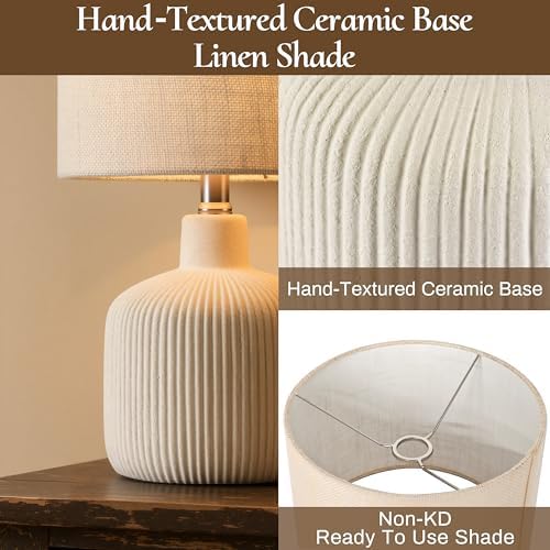 Ceramic Table Lamp, Off-White, 17.75" - Image 4