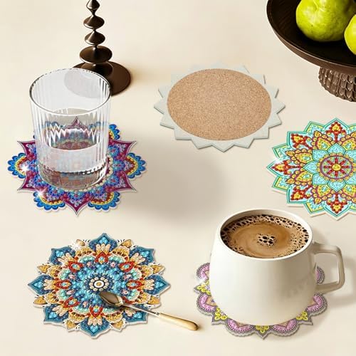 Diamond Art Coasters Kit for Adults, 8PCS Mandala Coasters with Holder - Image 2
