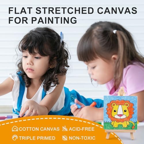 ESRICH Small Stretched Canvas for Painting 6x6 inch, 2/5''Profile Art Primed 8 Pack Canvases for Painting, Cotton Small Professional Blank Paint Canvas for Kids and Art Supplies, for Acrylics, Oils. - Image 3