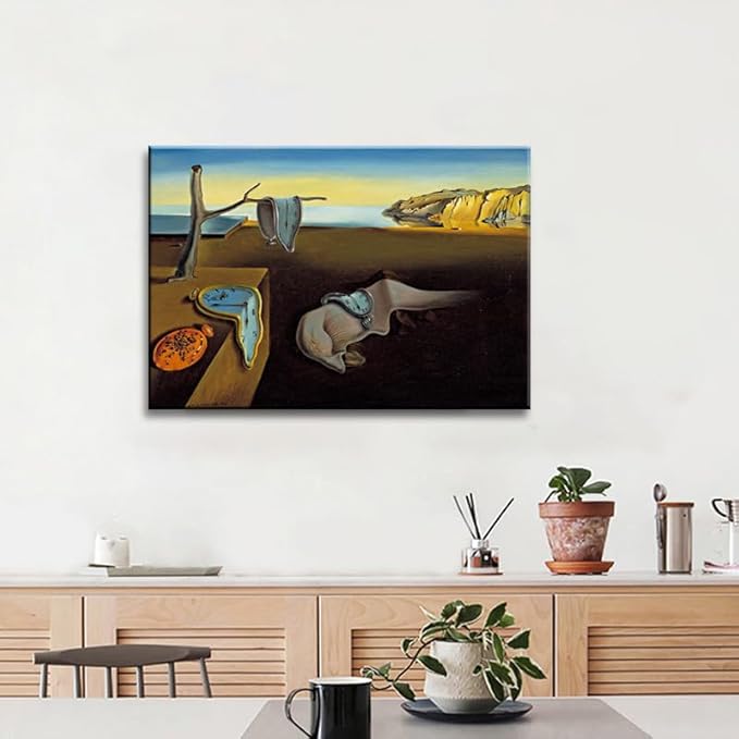 weiyiart Salvador Dali Canvas Wall Art - The Persistence of Memory Painting Classic Artwork Print, Famous Picture Poster for Home DecorPieces Bathroom Wall Art - 12"x15"